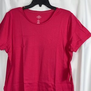ST.JOHN'S BAY Women's Size XXL, Short Sleeve, Crew Neck T-Shirt Bright Rose